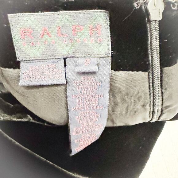 Ralph Lauren Silk Rayon Faux Velvet Black Midi Skirt Size 8 - Picture 4 of 5